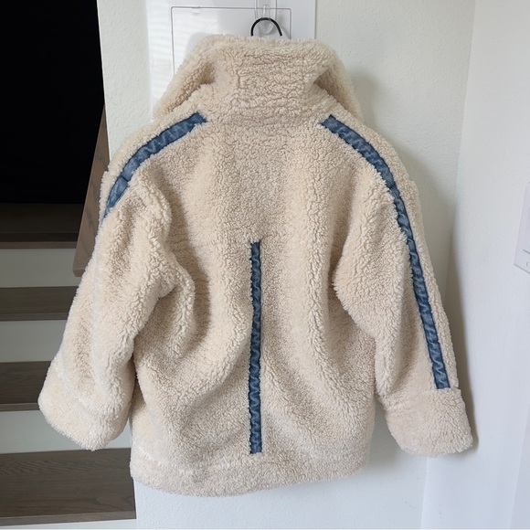 NWT Anthropologie Pilcro Sherpa Denim Mixed Utility Jacket in Cream and Blue - Picture 4 of 7